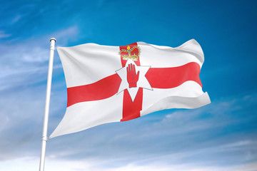Northern Ireland flag waving sky background 3D illustration