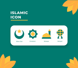 islamic icon set collection package with dual colors modern flat style vector illustration for id mubarak