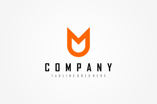 Abstract Initial Letter M and U Linked Logo. Geometric Linear Style isolated on White Background. Usable for Business and Building Logos. Flat Vector Logo Design Template Element.