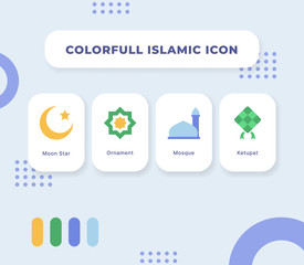islamic icon set collection package with full colors design modern flat style vector illustration for id mubarak.