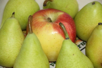 fondo de frutas con peras y manzanas