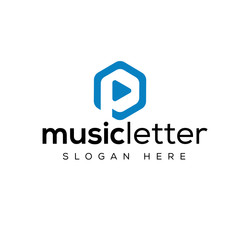 initial logo P music designs