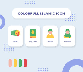 islamic icon set collection package with full colors design modern flat style vector illustration for id mubarak.