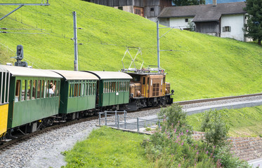 Naklejka premium Historic steam train in Davos, Switzerland