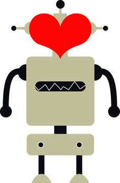 Robot with arms, legs, and heart-shaped head