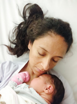 Family life. Newborn baby. Happy moments.