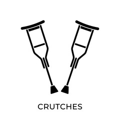 Crutches icon vector illustration. Crutches vector illustration template. Crutches icon design isolated on white background. Crutches vector icon flat design for website, logo, sign, symbol, app, UI.