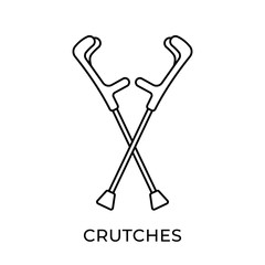 Crutches icon vector illustration. Crutches vector illustration template. Crutches icon design isolated on white background. Crutches vector icon flat design for website, logo, sign, symbol, app, UI.