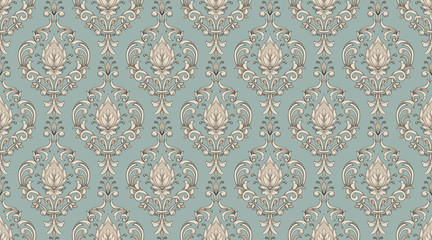 Vector damask border element and page decoration. Classical luxury border decoration pattern. Seamless texture for textile, wrapping etc. Vintage exquisite floral baroque template