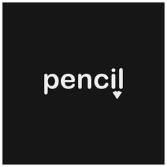 negative space text white pencil vector logo black background