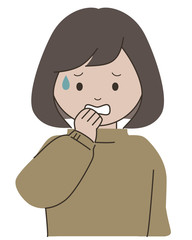 驚き、焦っている若い女性