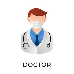 Fototapeta premium Doctor icon vector illustration. Medical Doctor vector illustration template. Doctor icon design isolated on white background. Doctor vector icon flat design for website, logo, sign, symbol, app, UI.