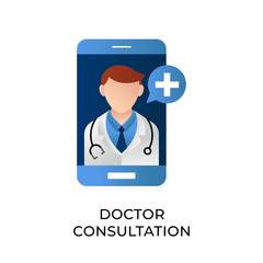 Doctor icon vector illustration. Doctor Consultation icon vector. Doctor icon design isolated on white background. Doctor vector icon flat design for website, logo, sign, symbol, app, UI.