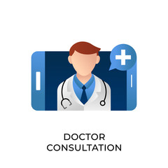 Doctor icon vector illustration. Doctor Consultation icon vector. Doctor icon design isolated on white background. Doctor vector icon flat design for website, logo, sign, symbol, app, UI.