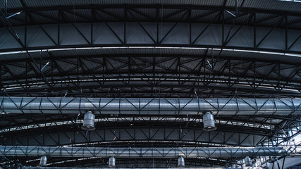 ceiling of an airport hall of industrial appearance