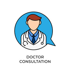 Doctor icon vector illustration. Doctor Consultation icon vector. Doctor icon design isolated on white background. Doctor vector icon flat design for website, logo, sign, symbol, app, UI.