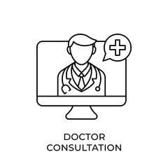Doctor icon vector illustration. Doctor Consultation icon vector. Doctor icon design isolated on white background. Doctor vector icon flat design for website, logo, sign, symbol, app, UI.