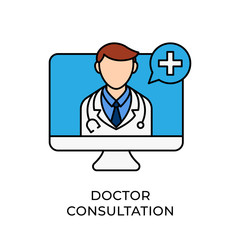 Doctor icon vector illustration. Doctor Consultation icon vector. Doctor icon design isolated on white background. Doctor vector icon flat design for website, logo, sign, symbol, app, UI.