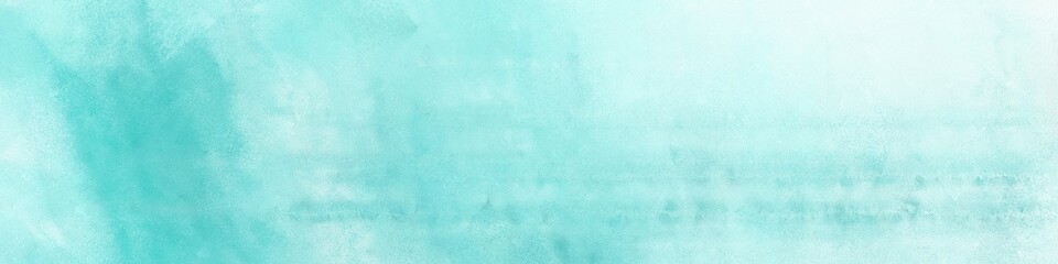 wide art grunge abstract painting background graphic with pale turquoise, light cyan and sky blue colors and space for text or image. can be used as horizontal background graphic