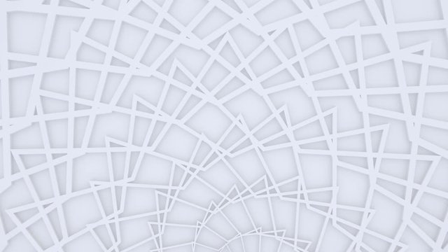 White light background, architectural futuristic construction, 3d motion design, layered paper art, looping animated 4K wallpaper, abstract geometric pattern, spiral animation, zigzag shapes