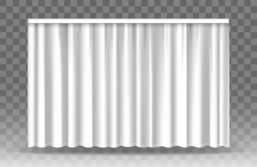 Vector white curtains isolated on transparent background.