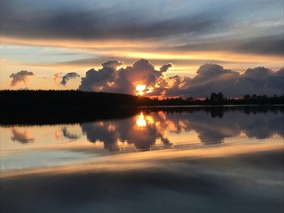 Sunset on the lake. Sky. Reservoir. Beauty of nature