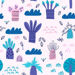 seamless pattern with hand drawn flowers