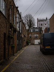 A tiny lane in London.
