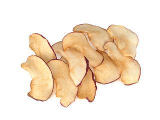 dried apples, apple chips on white background
