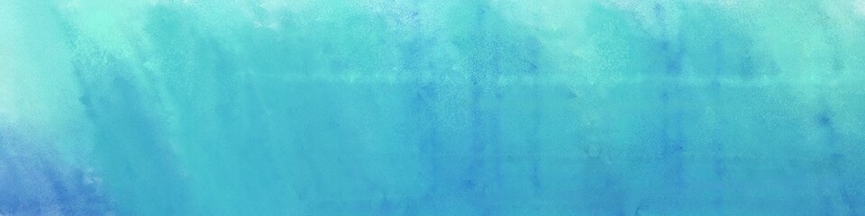wide art grunge medium turquoise and sky blue colored vintage abstract painted background with space for text or image. can be used as horizontal background graphic