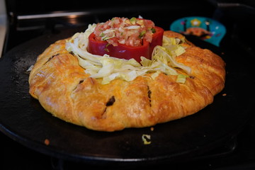 Taco Ring Organic Beef Croissant Roll with Pico for Cinco de Mayo during the quarantine due to covid-19