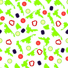 Falling fresh vegetables seamless. Vector health food pattern. Vegan background.