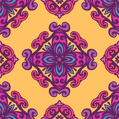 Fototapeta premium Damask floral seamless vector pattern. Vintage bohio style. Traditional, Ethnic, Turkish, Indian motifs.