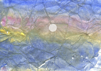 Pre-storm sea and sultry sun. Watercolor landscape