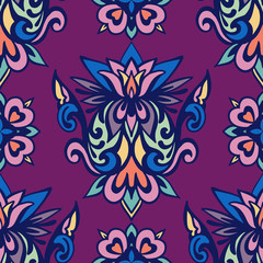 Damask vector festive yellow abstract seamless pattern