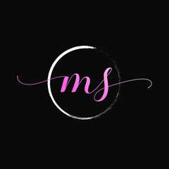 hand lettering, letter m and s logo, icon and template