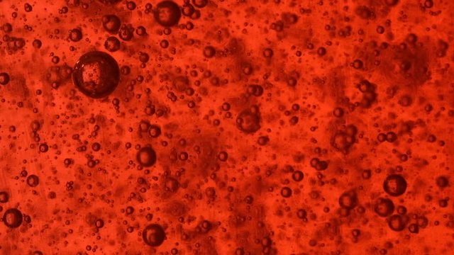 Bubbles on red background horizontal seamless pattern. Circle and liquid, light design, clear soapy shiny.