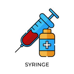 Syringe icon vector illustration. Medical Syringe vector icon template. Syringe icon design isolated on white background. Syringe vector icon flat design for website, logo, sign, symbol, app, UI.