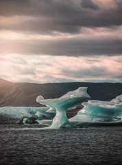 sunset iceberg in lake glaciar patagonia