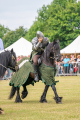 knight on horseback after jousting defeat
