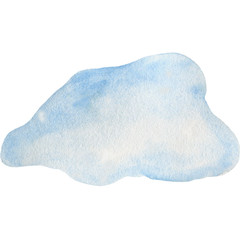 Watercolor illustration of a blue cloud. Hand-drawn with watercolors and is suitable for all types of design and printing.