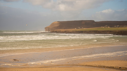 a view of dunnet head in very windy conditions