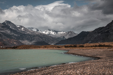 lake in the mountains glaciar of patagonia