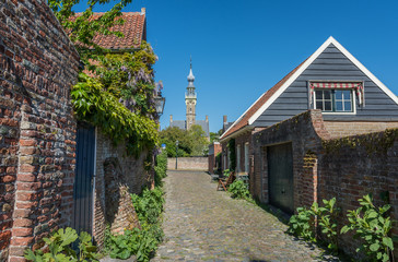 Fototapeta na wymiar Picturesque scenery in the city of Veere, Province of Zeeland, The Netherlands