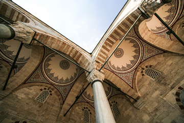 A historical mosque. Ceiling decorations of the mosque 
