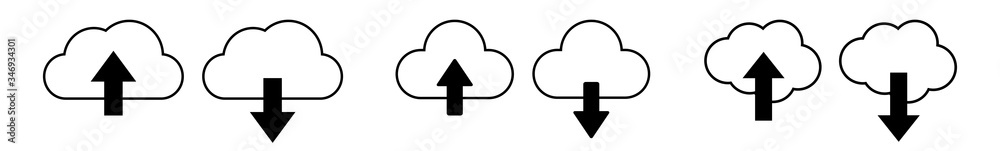 Canvas Prints cloud upload download icon black | clouds arrow up down illustration | computing storage symbol | se