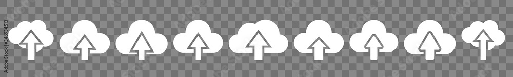 Wall mural cloud upload icon white | clouds arrow up illustration | computing storage symbol | server data inte