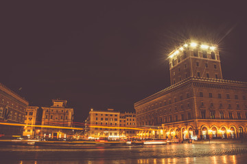 Fototapeta na wymiar night square at the Quirinale Palace Building in Rome