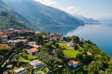 Fototapeta na wymiar Olgiasca, Como Lake, Italy, aerial view