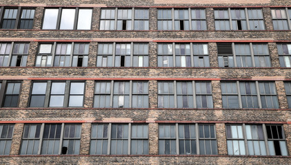 Weathered and abandoned warehouse building